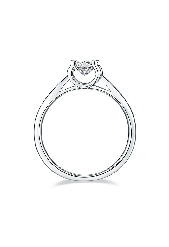 Smooth Trim Single Moissanite Diamond Ring