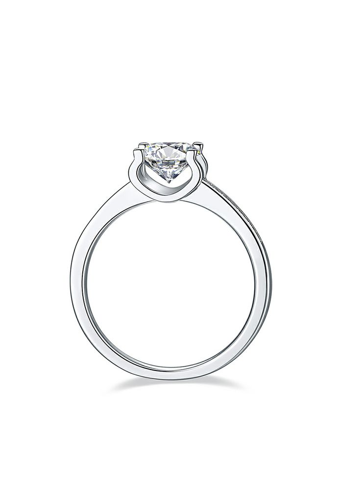Glossy Trim Moissanite Diamond Ring