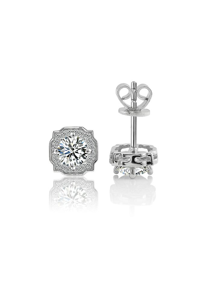 Pointed Edge Moissanite Diamond Earrings