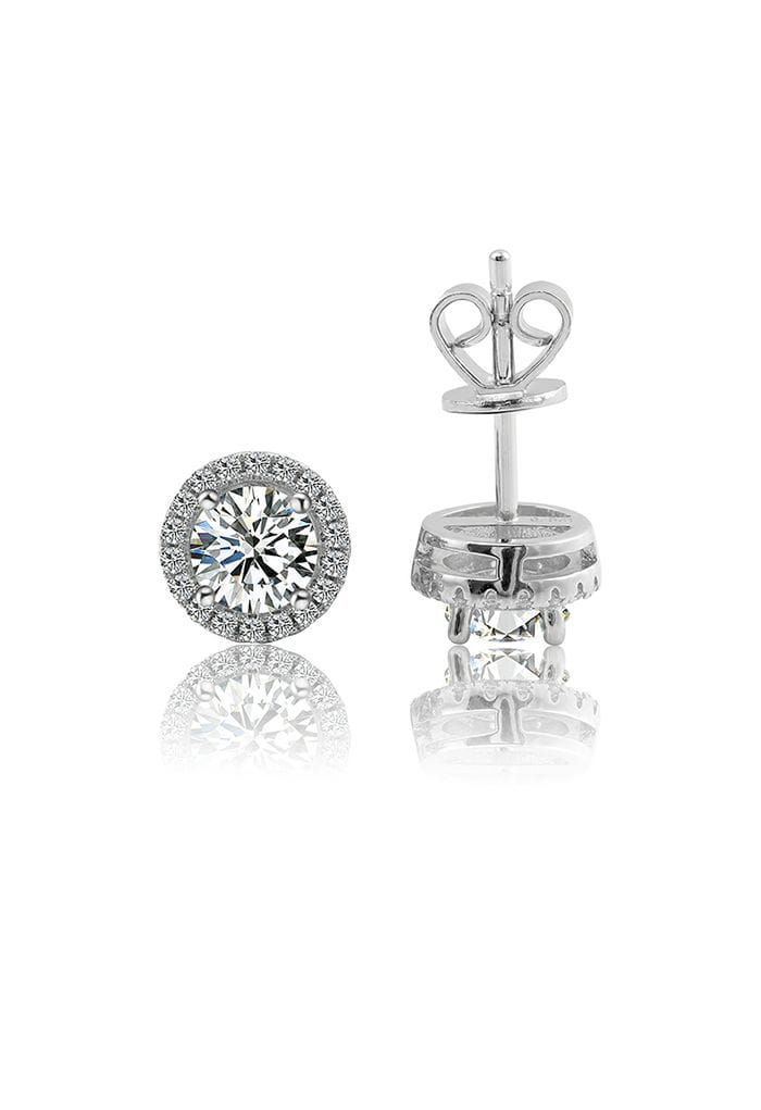 Rounded Glittering Moissanite Diamond Earrings