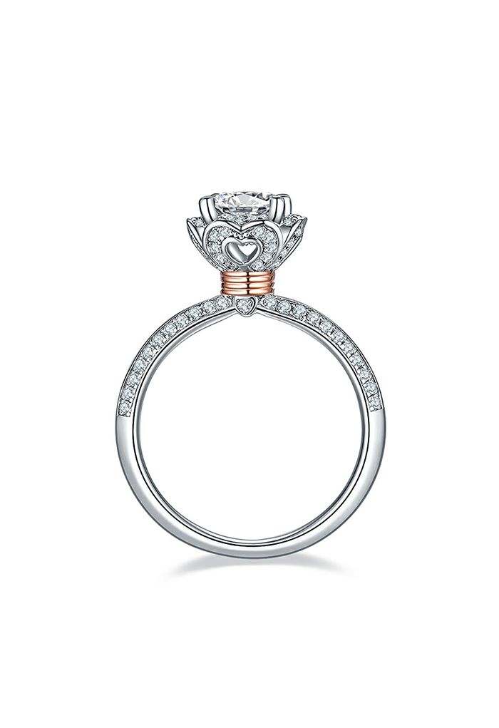 Floral Heart Shape Moissanite Diamond Ring
