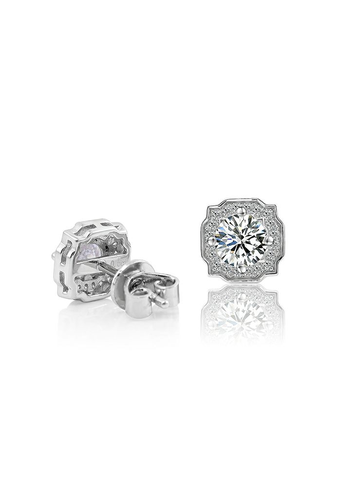 Pointed Edge Moissanite Diamond Earrings