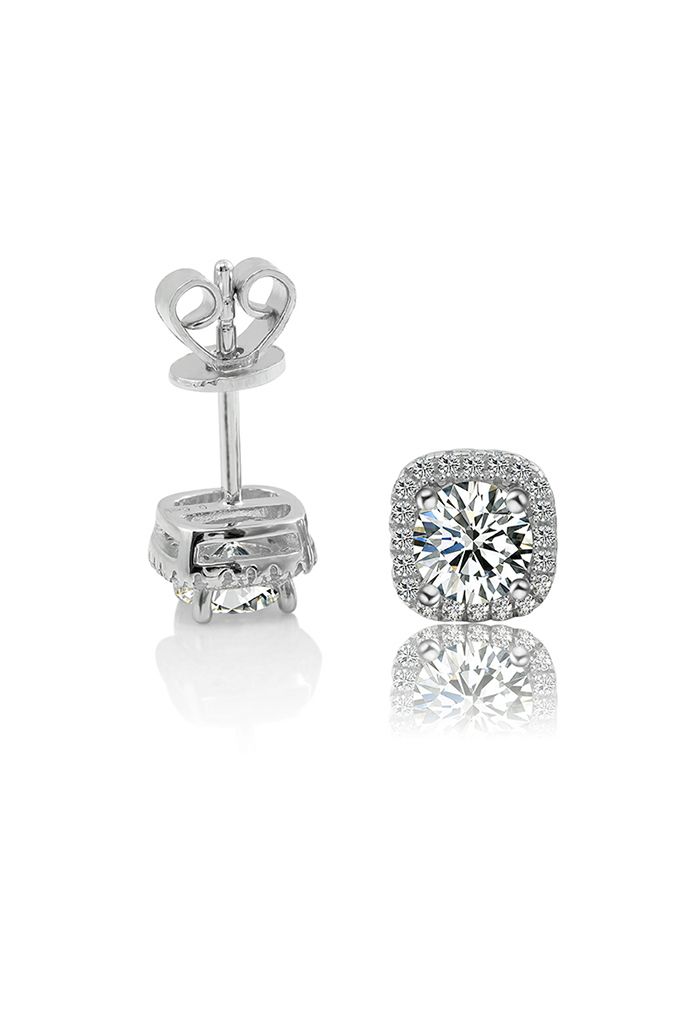 Square Shape Moissanite Diamond Earrings