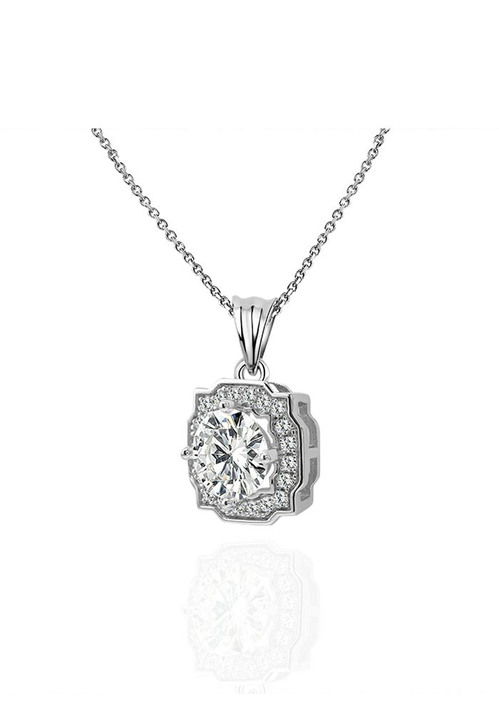 Pointed Edge Moissanite Diamond Necklace