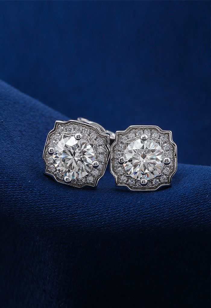 Pointed Edge Moissanite Diamond Earrings