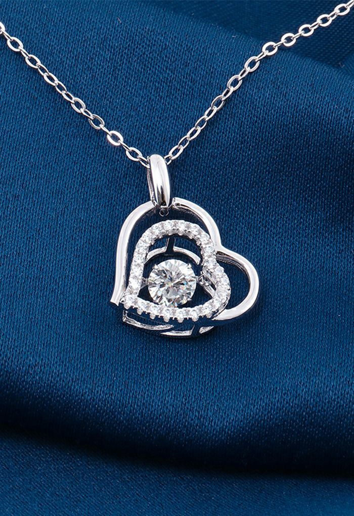 Double Heart Moissanite Diamond Necklace