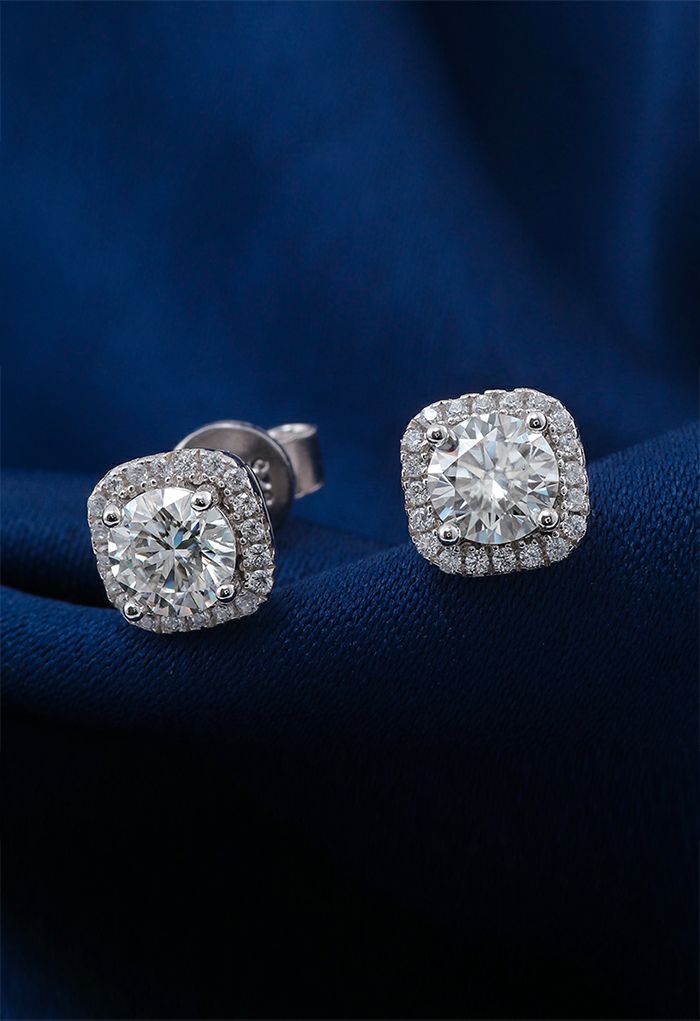 Square Shape Moissanite Diamond Earrings