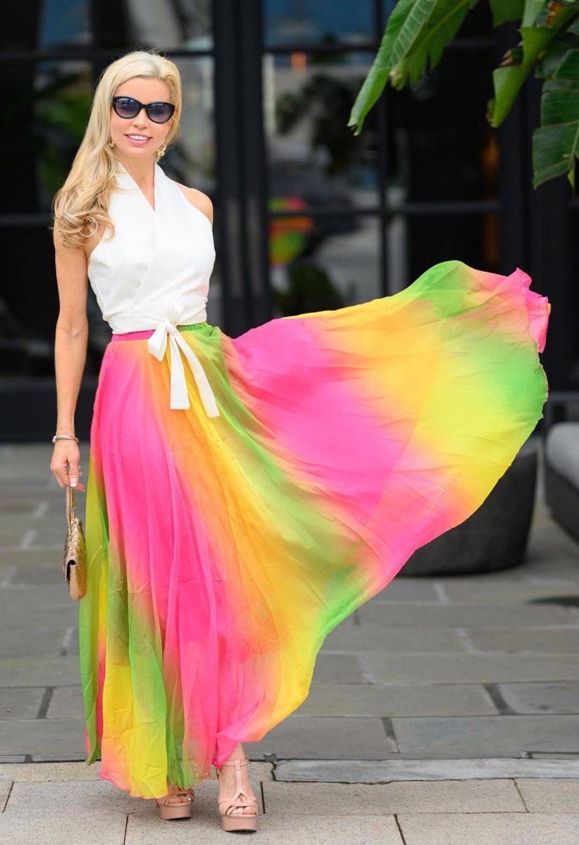 Tie Dye Chiffon Maxi Skirt in Hot Pink
