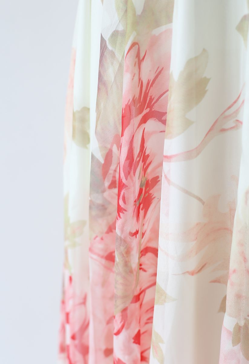 Brilliant Floral Watercolor Maxi Skirt