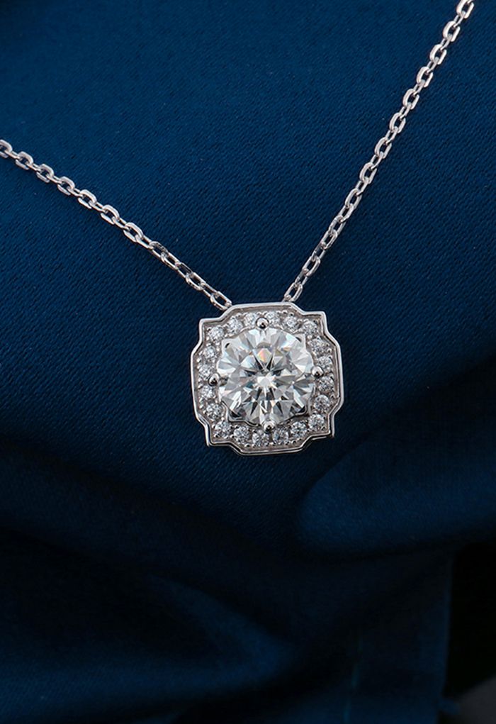 Square Edge Moissanite Diamond Necklace