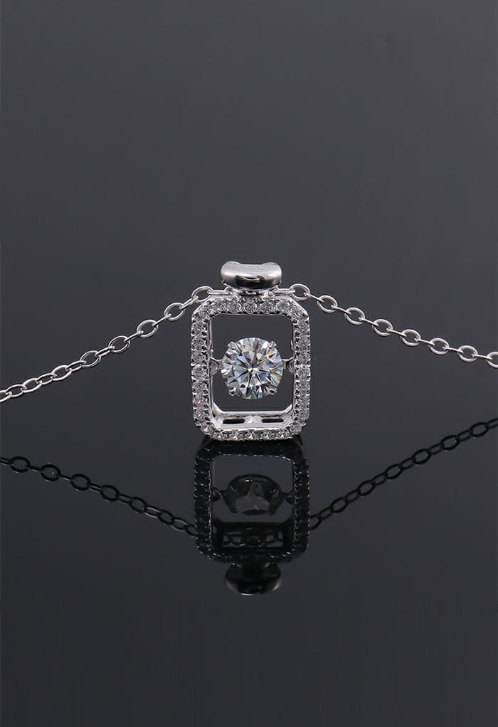 Rectangle Shape Hollow Out Moissanite Diamond Necklace
