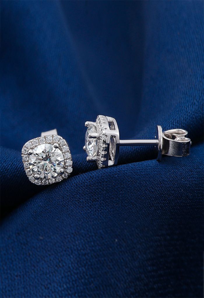 Square Shape Moissanite Diamond Earrings