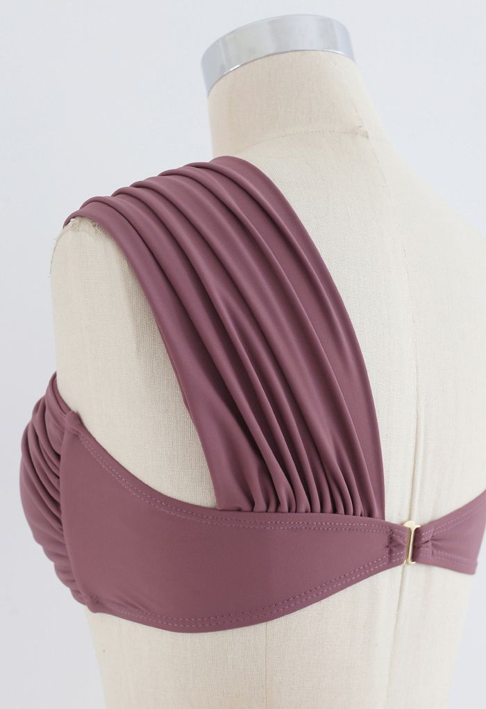 Sweet Knot One-Shoulder Bikini Set in Rust Red