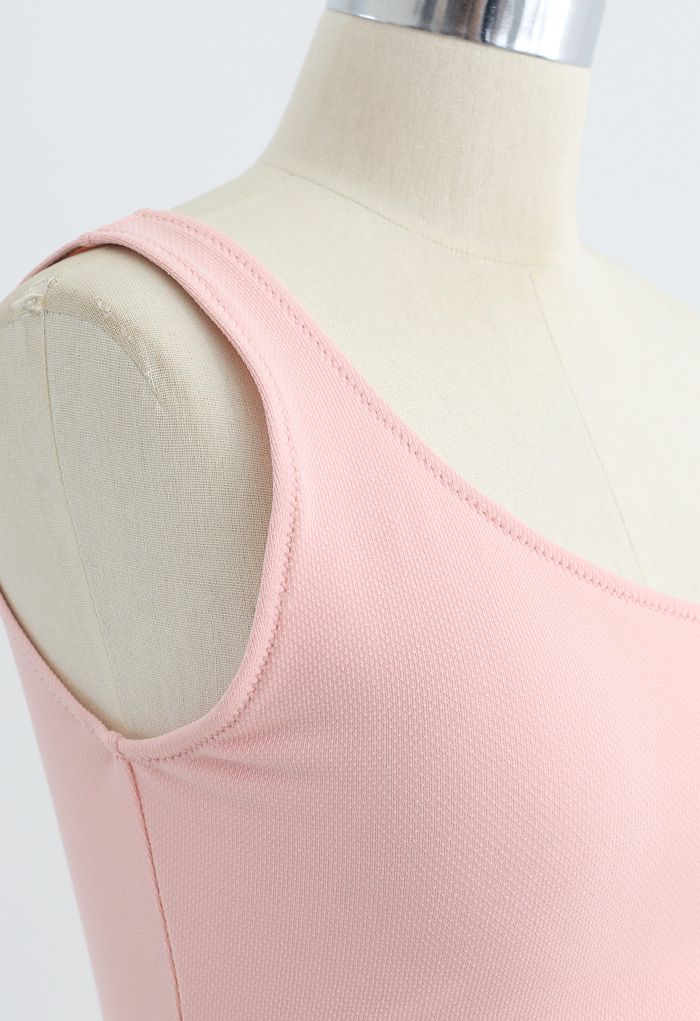One-Shoulder Tie Side Low Rise Bikini Set in Pink