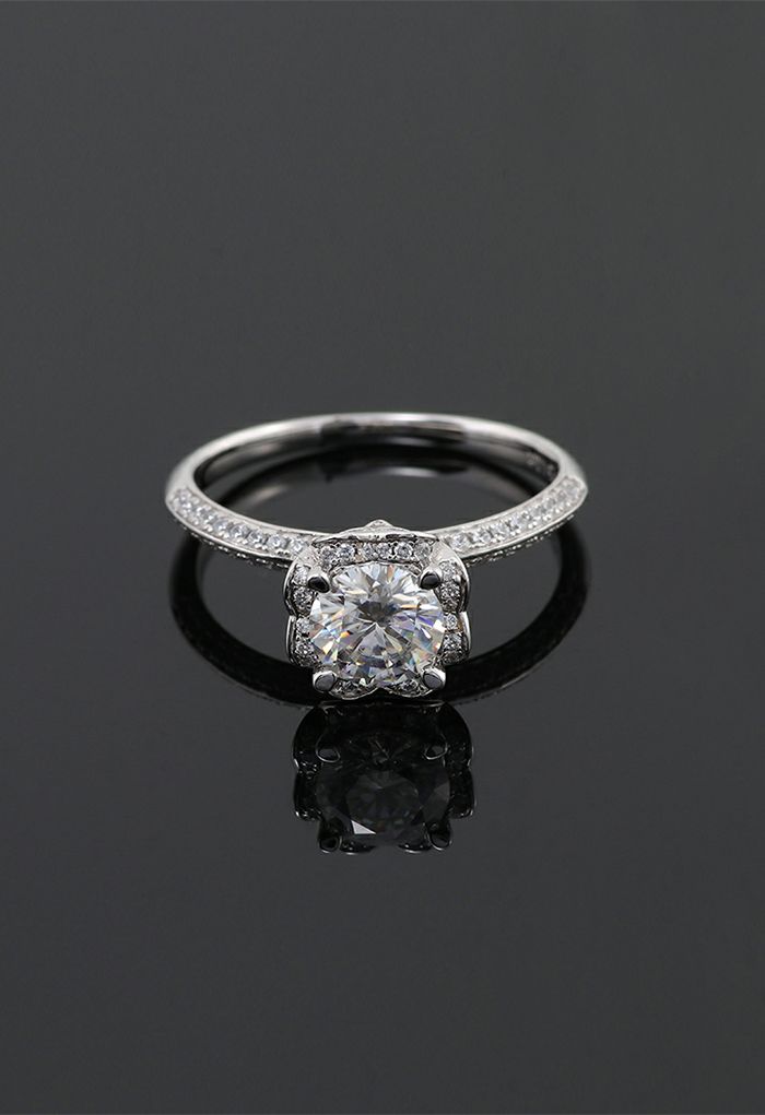 Floral Heart Shape Moissanite Diamond Ring