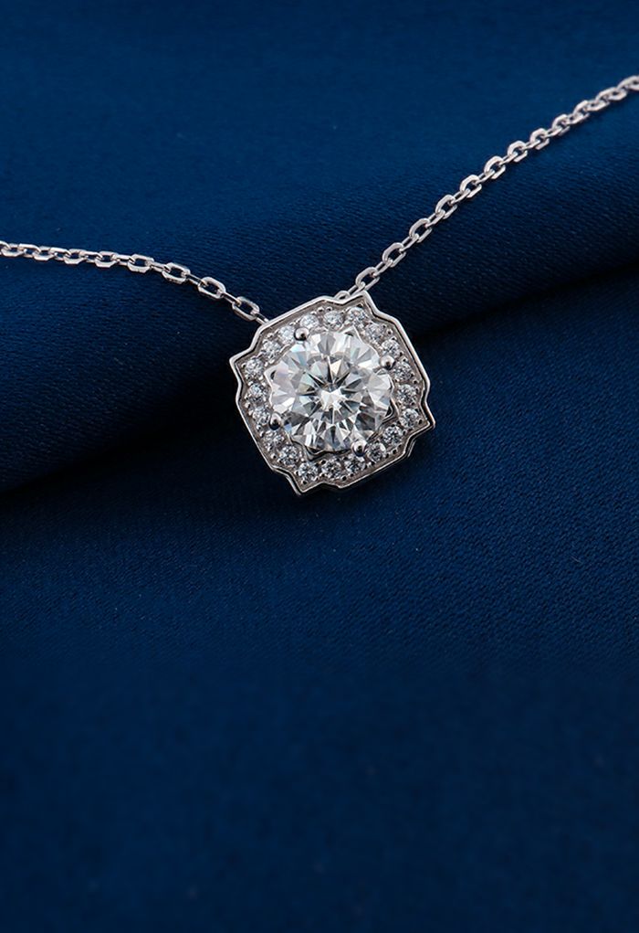 Square Edge Moissanite Diamond Necklace