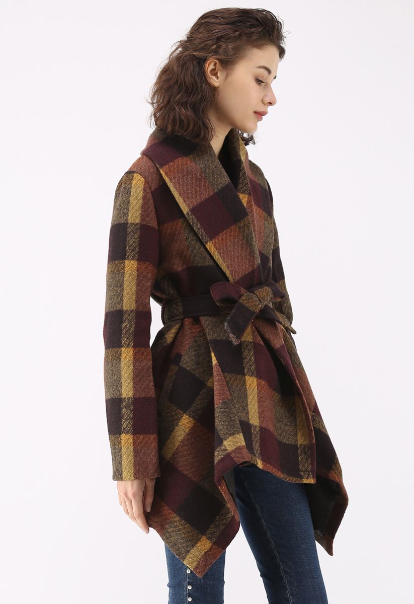Prairie Check Rabato Coat in Plum