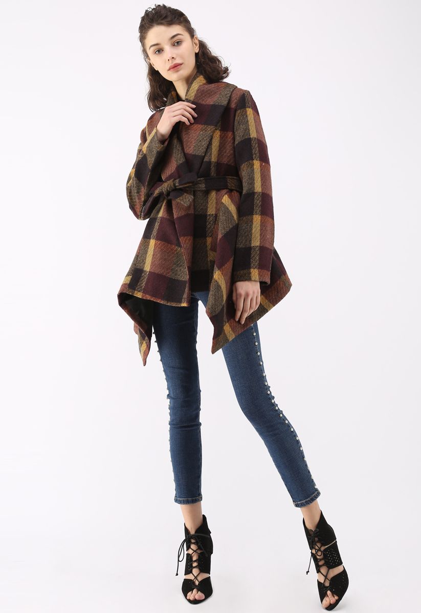 Prairie Check Rabato Coat in Plum