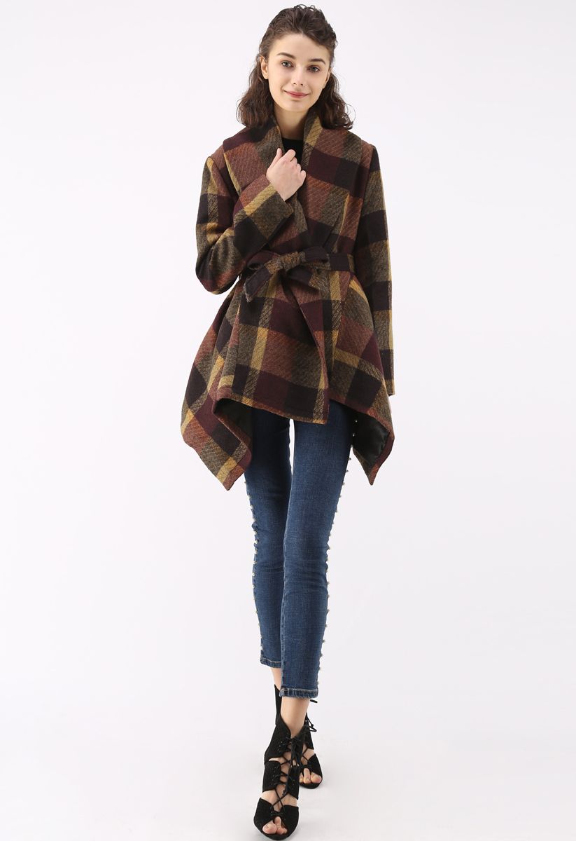 Prairie Check Rabato Coat in Plum