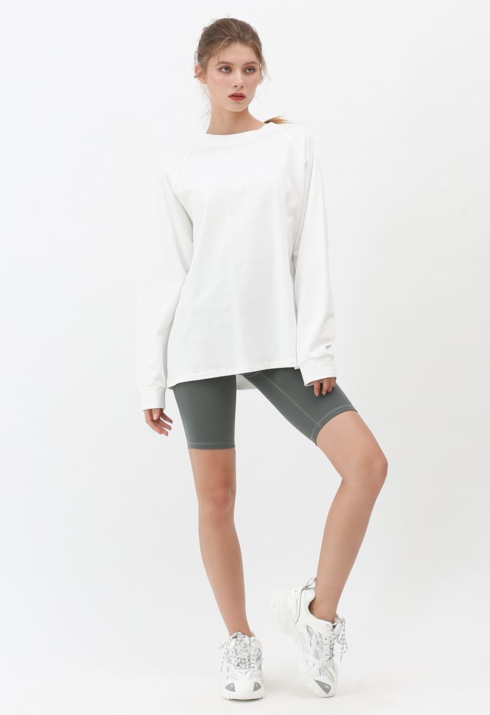 Seam Detail High-Waisted Sculpt Legging Shorts in Olive