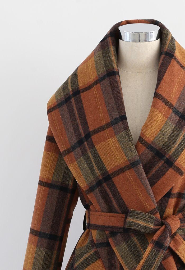 Plaid Pattern Rabato Coat in Caramel