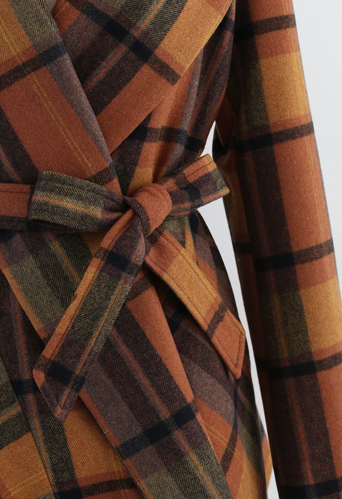 Plaid Pattern Rabato Coat in Caramel