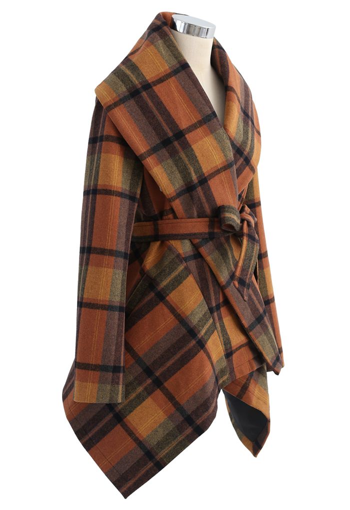 Plaid Pattern Rabato Coat in Caramel