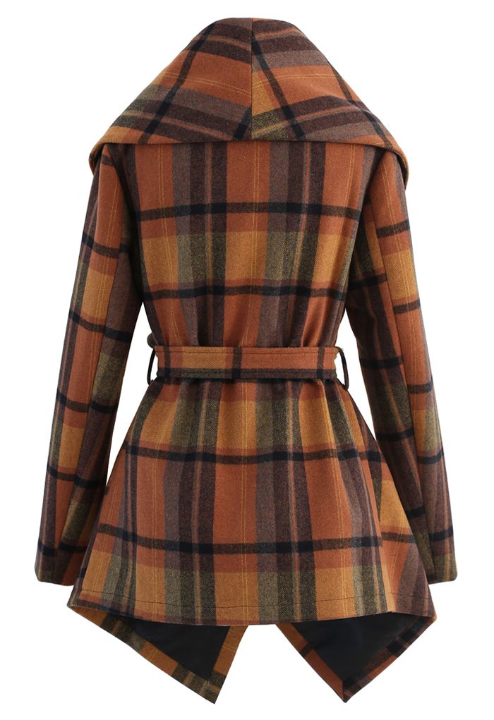 Plaid Pattern Rabato Coat in Caramel