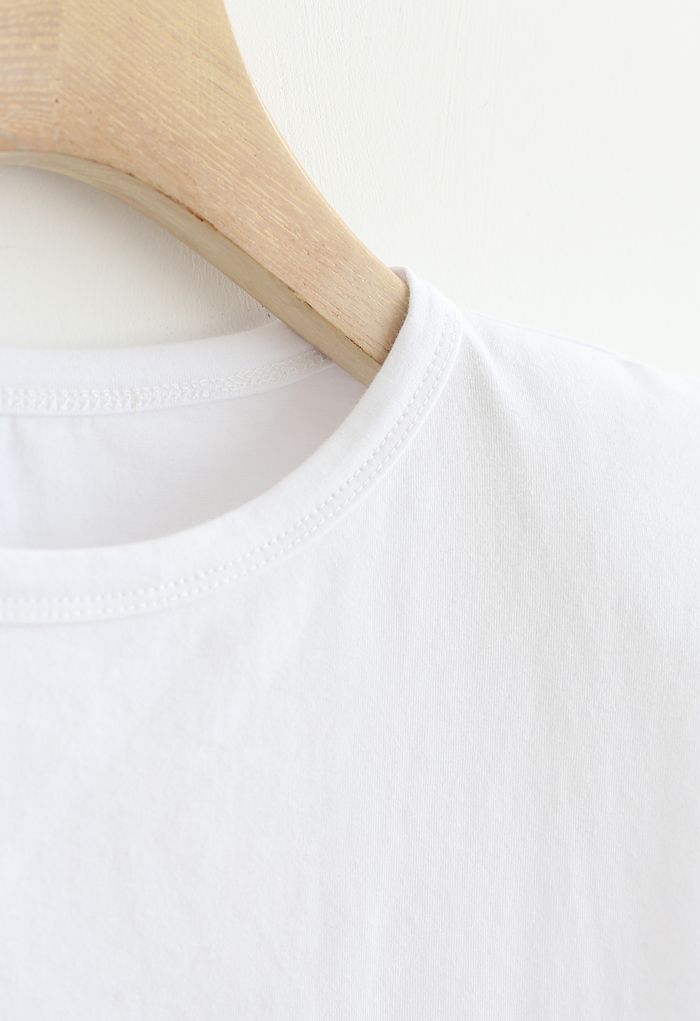 Padded Shoulder Sleeveless Top in White