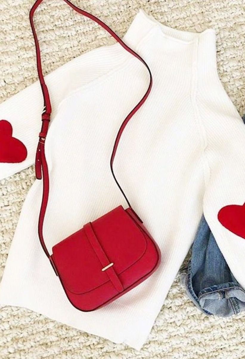 Heart and Soul Patched Knit Sweater in White