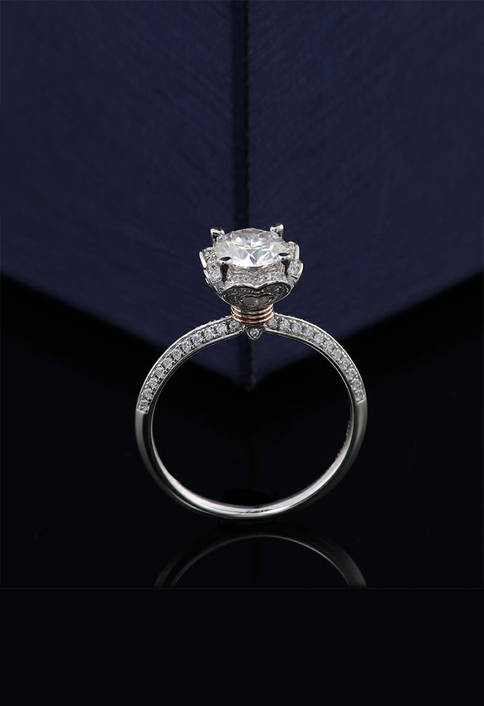 Floral Heart Shape Moissanite Diamond Ring