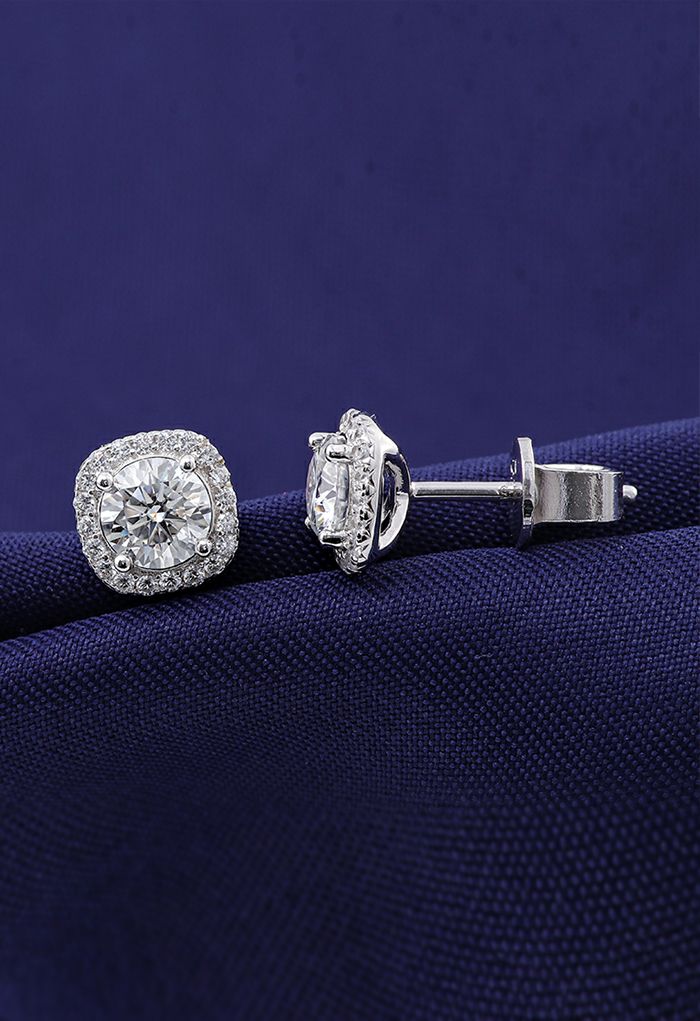 Square Shape Moissanite Diamond Earrings