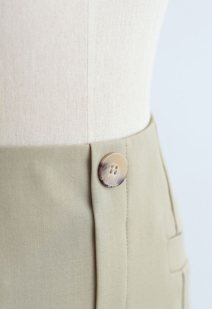 Pocket Embellishment Bud Skirt in Moss Green
