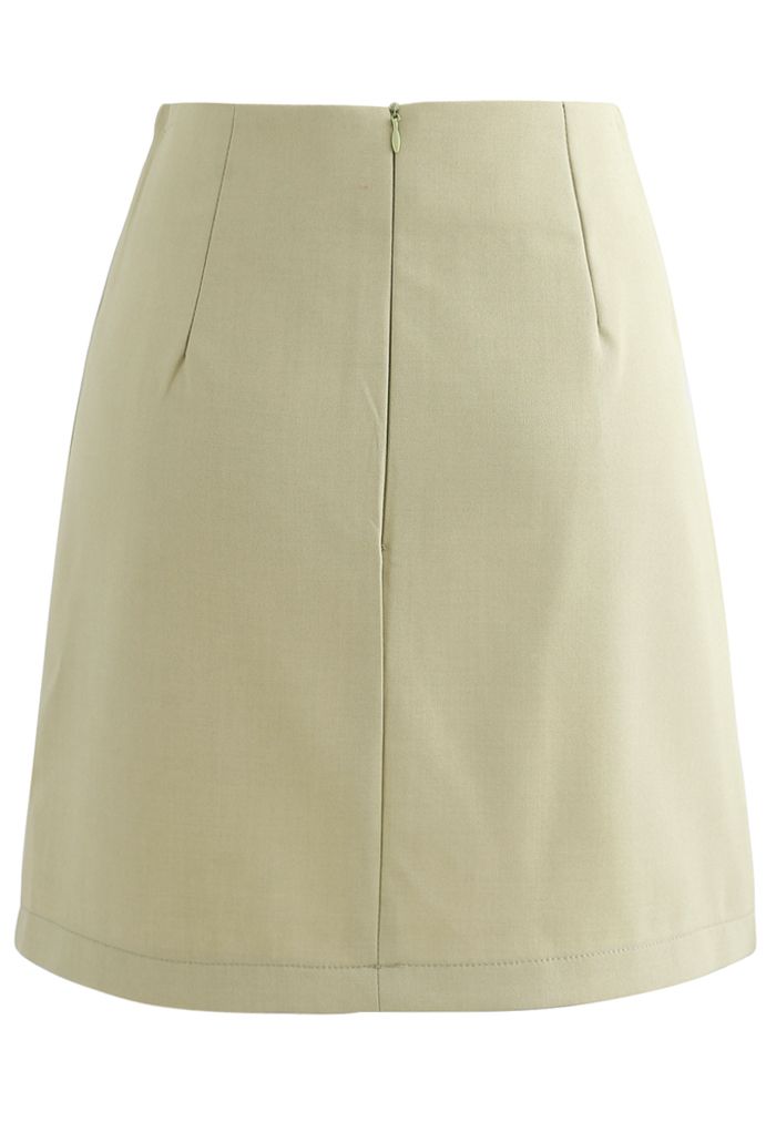 Pocket Embellishment Bud Skirt in Moss Green