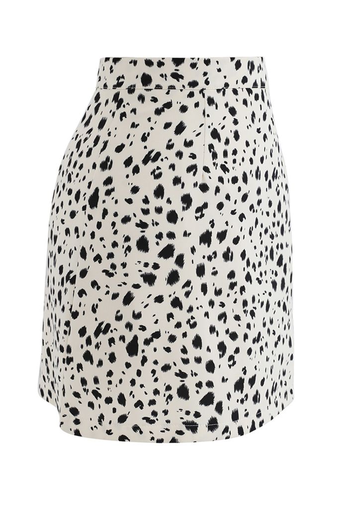 Irregular Dots Print Bud Skirt in Ivory