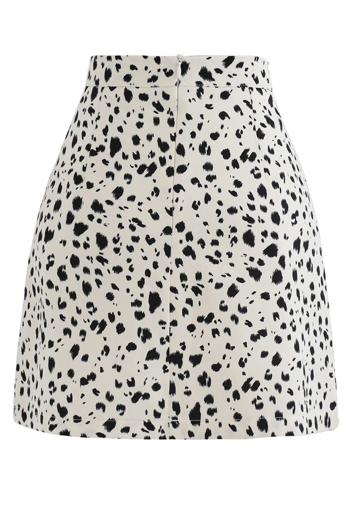 Irregular Dots Print Bud Skirt in Ivory