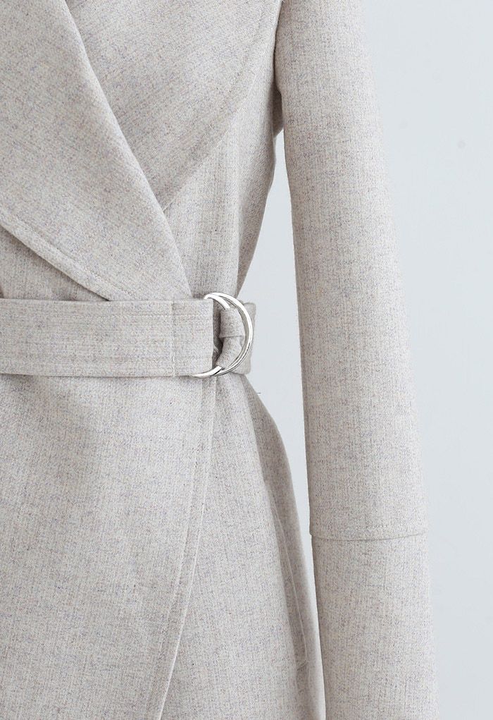 Rabato Wrap Belted Wool-Blend Coat in Ivory
