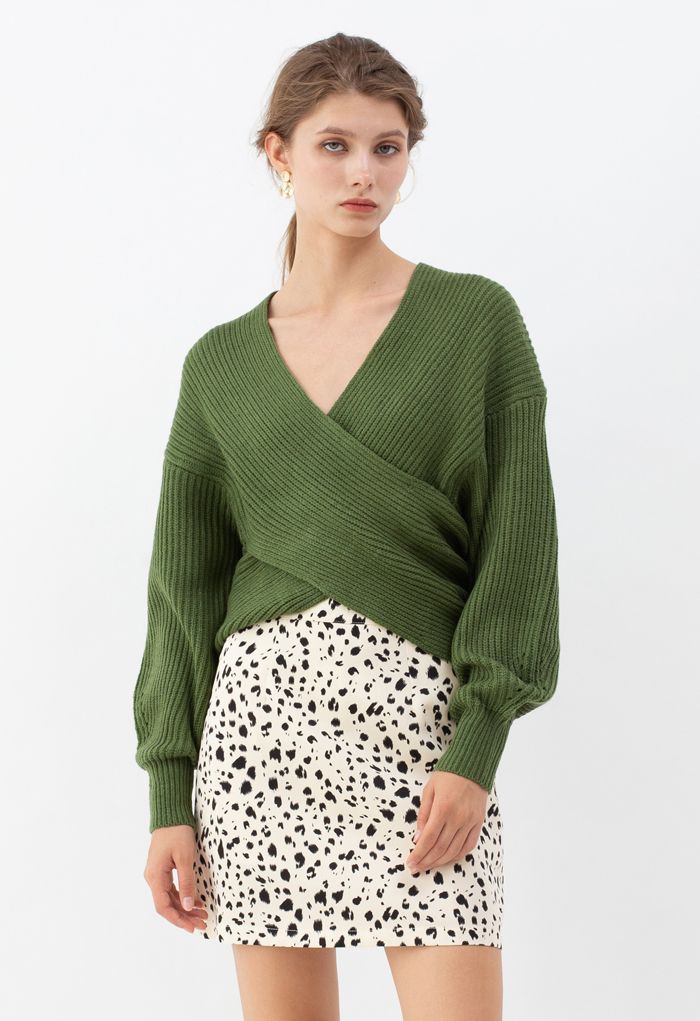 Irregular Dots Print Bud Skirt in Ivory