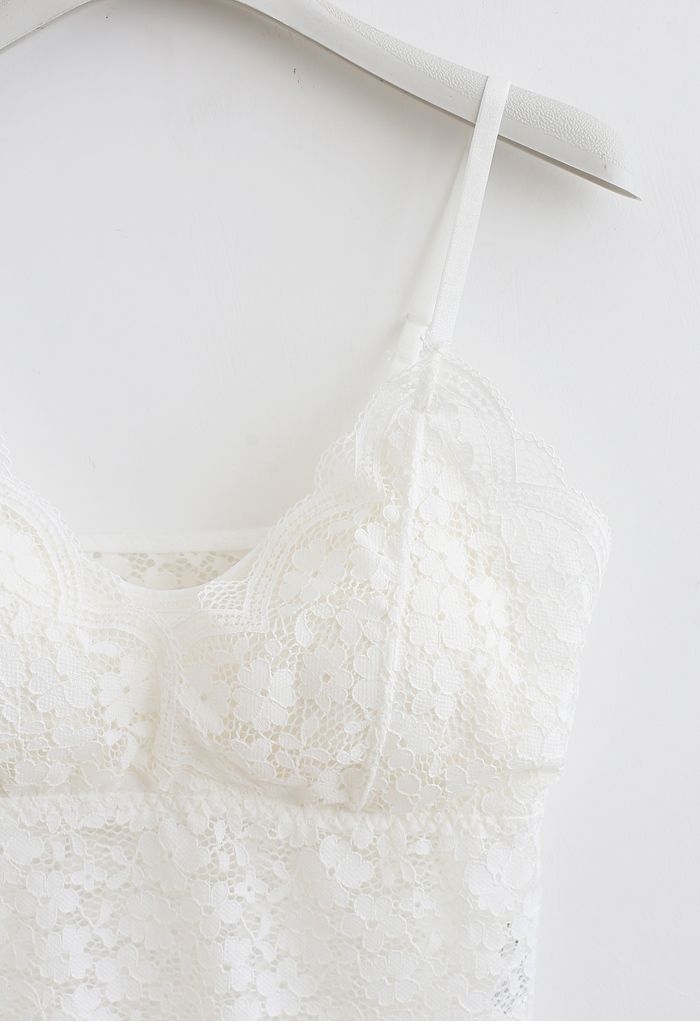 Lace Crop Tank Top in White