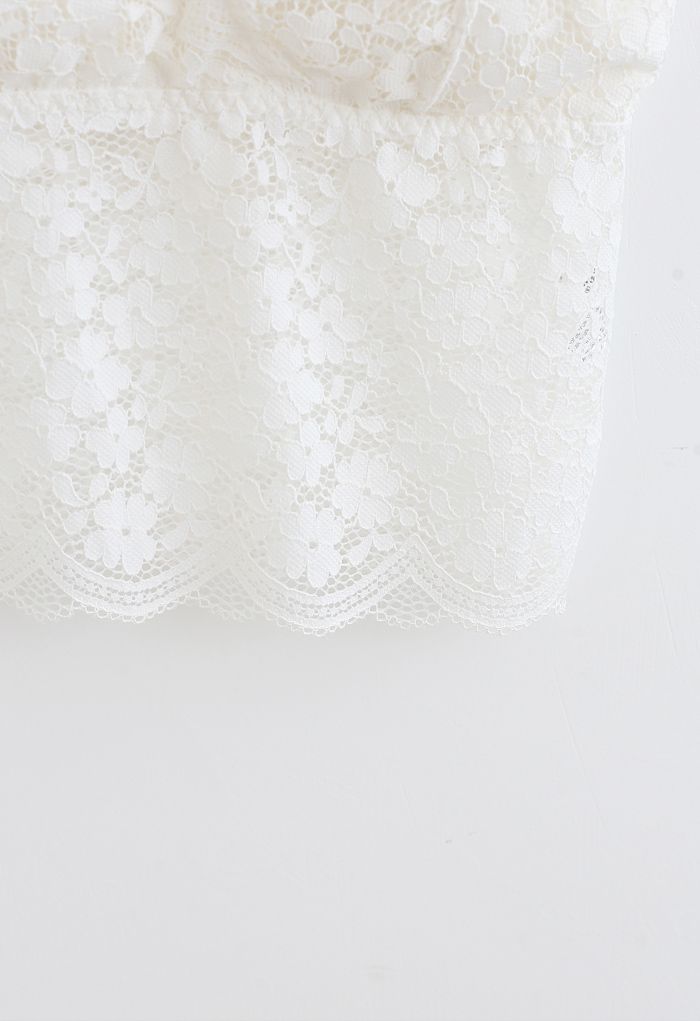 Lace Crop Tank Top in White