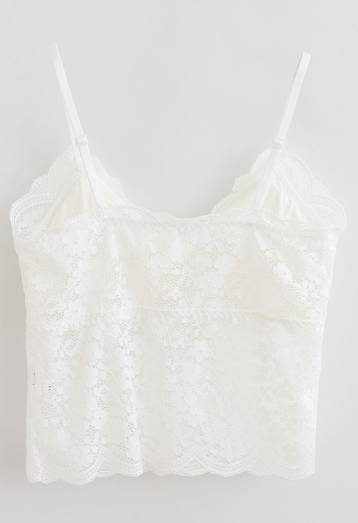 Lace Crop Tank Top in White