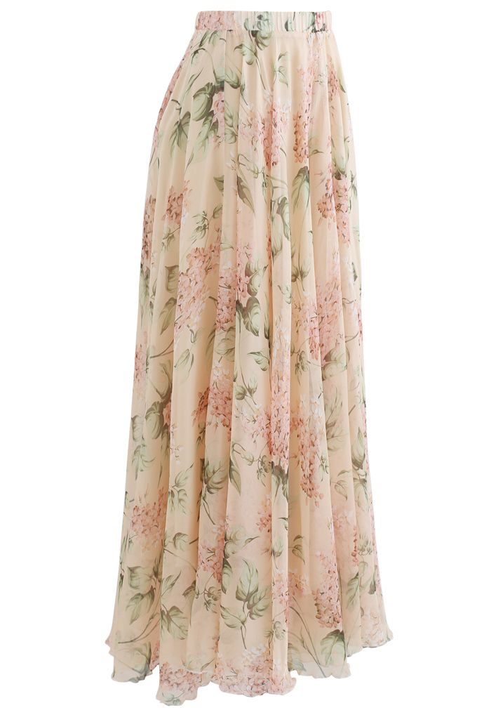 Blooming Hyacinth Watercolor Maxi Skirt