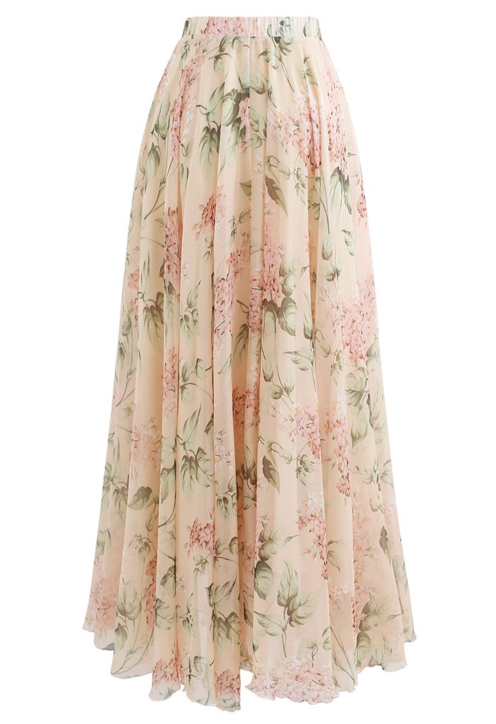 Blooming Hyacinth Watercolor Maxi Skirt