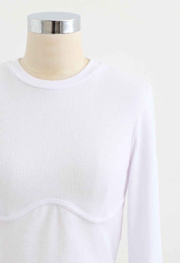 Cotton Long Sleeves White Crop Top