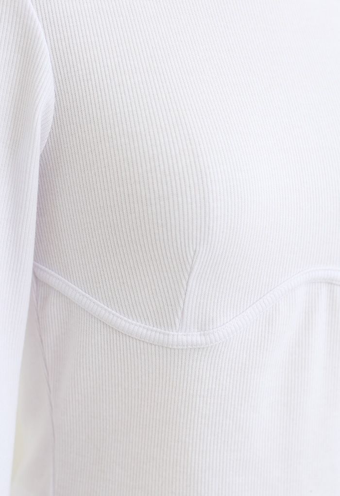 Cotton Long Sleeves White Crop Top