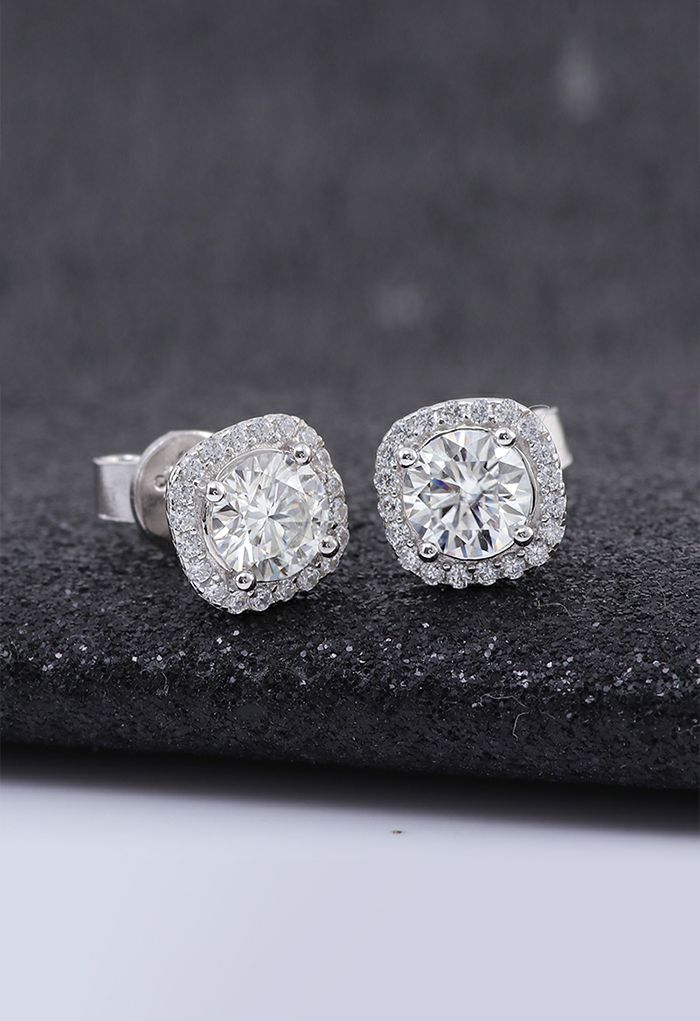 Square Shape Moissanite Diamond Earrings