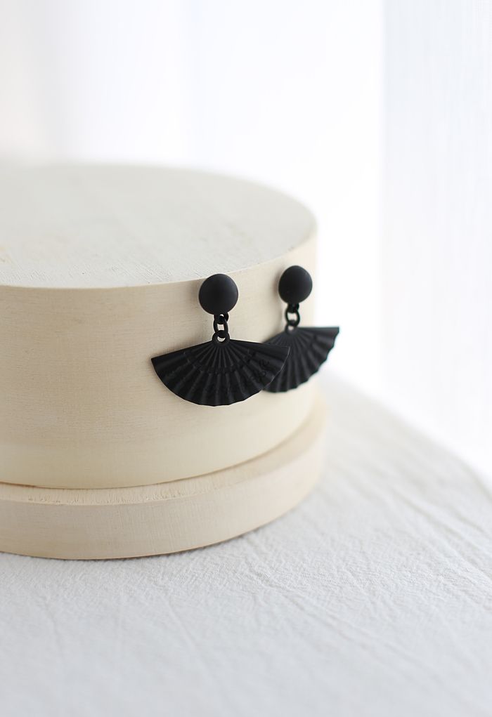 Black Folded Fan Earrings