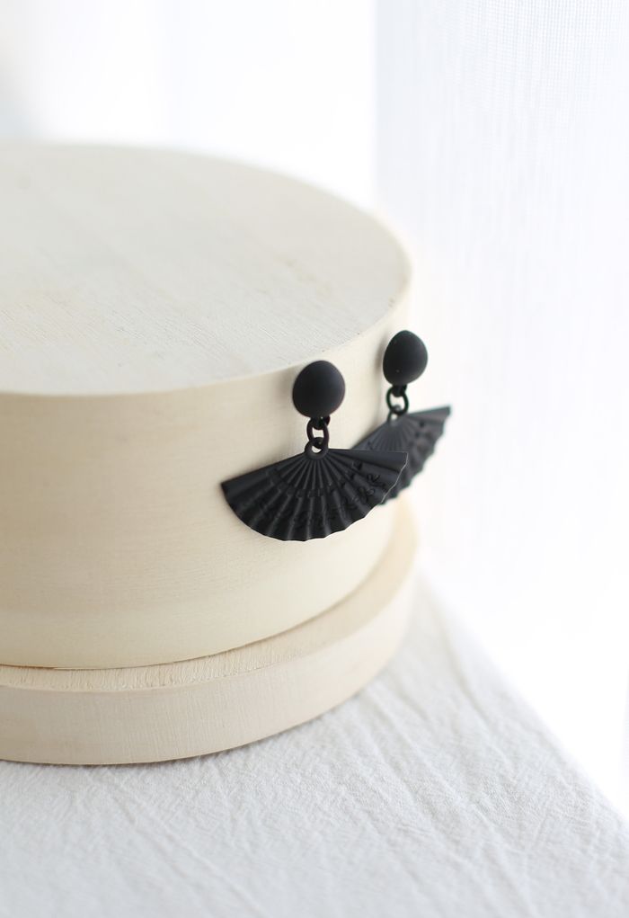 Black Folded Fan Earrings