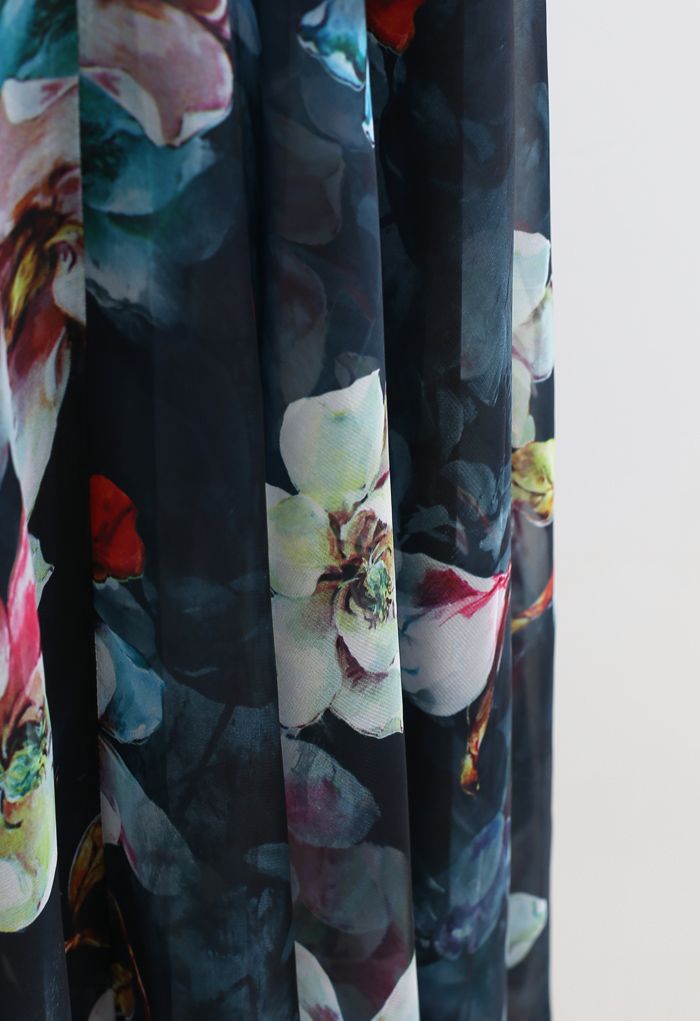 Flowy Floral Chiffon Maxi Skirt
