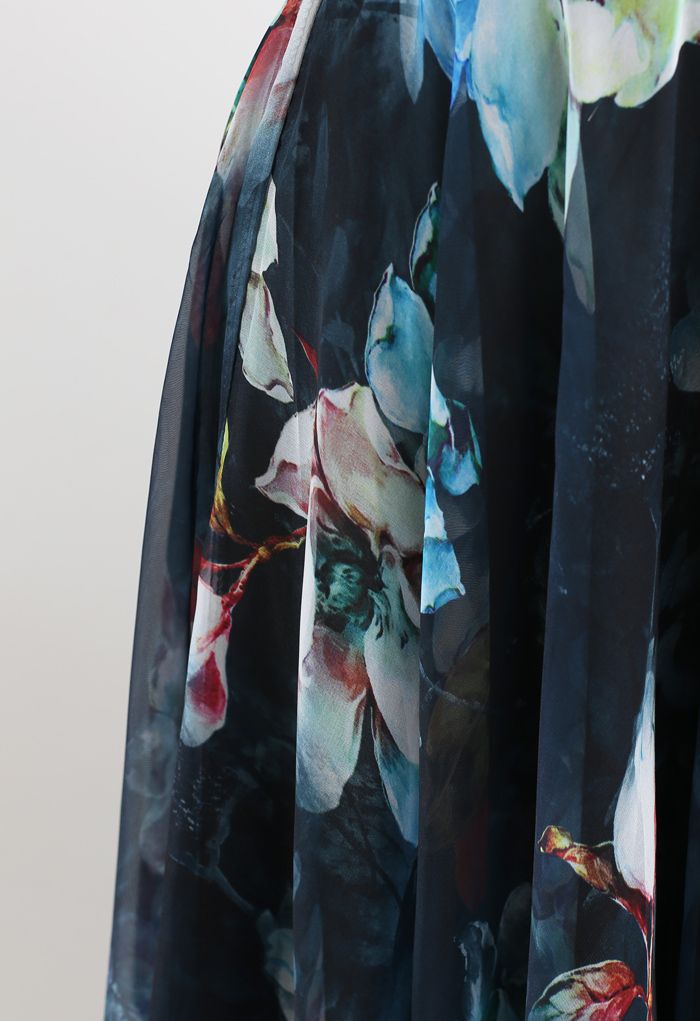 Flowy Floral Chiffon Maxi Skirt